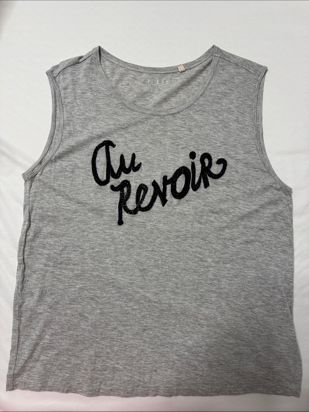 Guess Gray Logo Tee with Silver Au Revoir Print